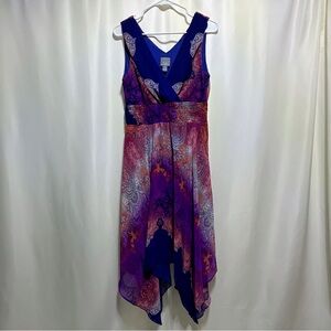 Multicolor Sleeveless Vneck Handkerchief Dress Size 10